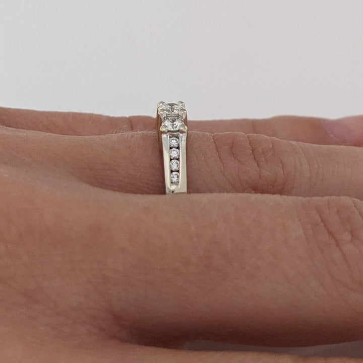14K WHITE .47 CARAT TOTAL WEIGHT SI2 J DIAMOND ROUND (11) ESTATE TRINITY RING 4.3 GRAMS