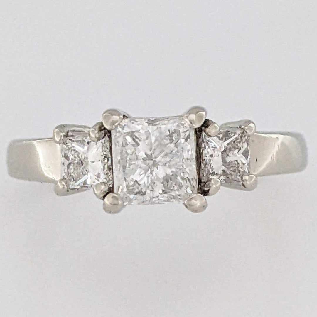 14K WHITE 1.37 CARAT TOTAL WEIGHT I1 I DIAMOND PRINCESS CUT (3) ESTATE TRINITY RING 5.5 GRAMS