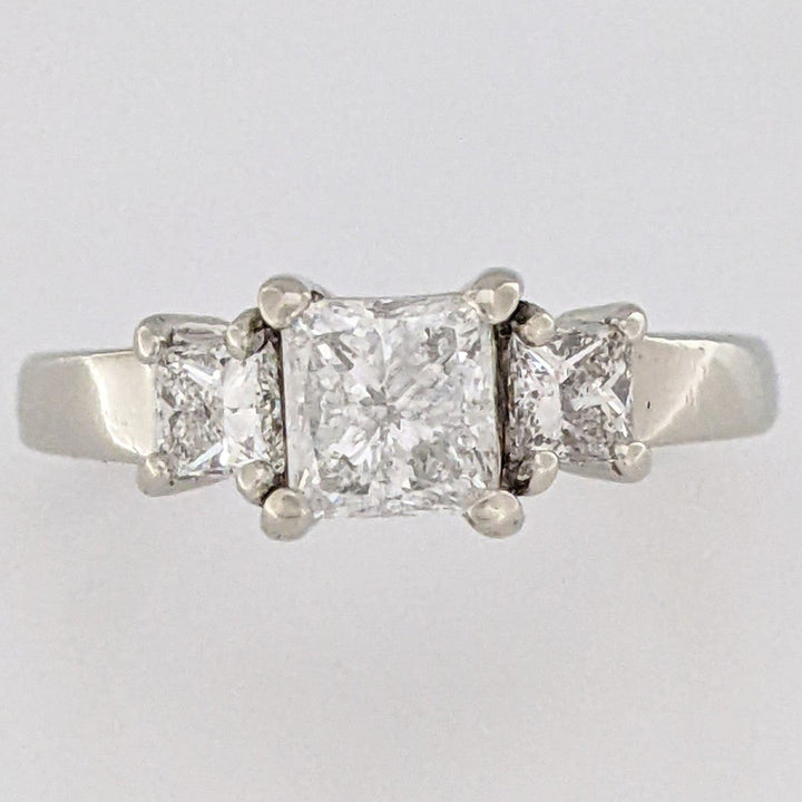 14K WHITE 1.37 CARAT TOTAL WEIGHT I1 I DIAMOND PRINCESS CUT (3) ESTATE TRINITY RING 5.5 GRAMS