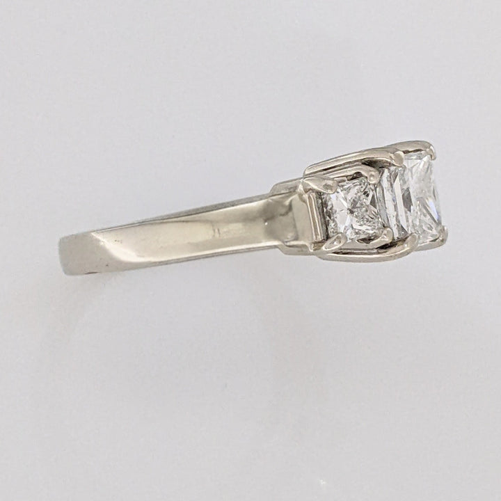 14K WHITE 1.37 CARAT TOTAL WEIGHT I1 I DIAMOND PRINCESS CUT (3) ESTATE TRINITY RING 5.5 GRAMS