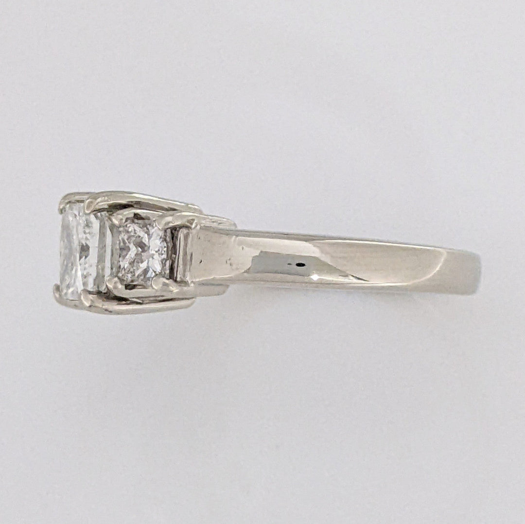 14K WHITE 1.37 CARAT TOTAL WEIGHT I1 I DIAMOND PRINCESS CUT (3) ESTATE TRINITY RING 5.5 GRAMS