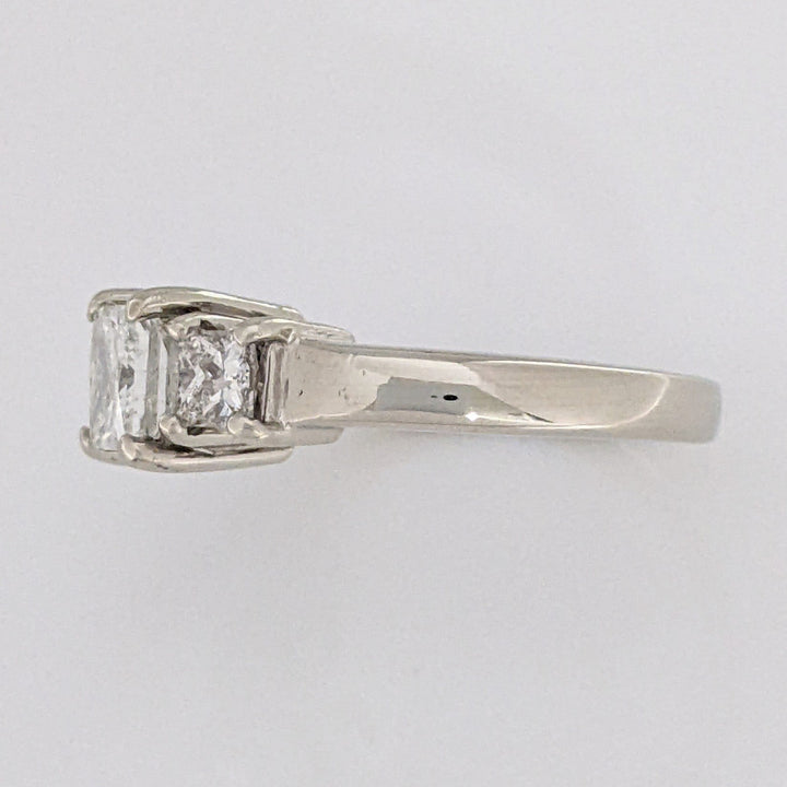 14K WHITE 1.37 CARAT TOTAL WEIGHT I1 I DIAMOND PRINCESS CUT (3) ESTATE TRINITY RING 5.5 GRAMS
