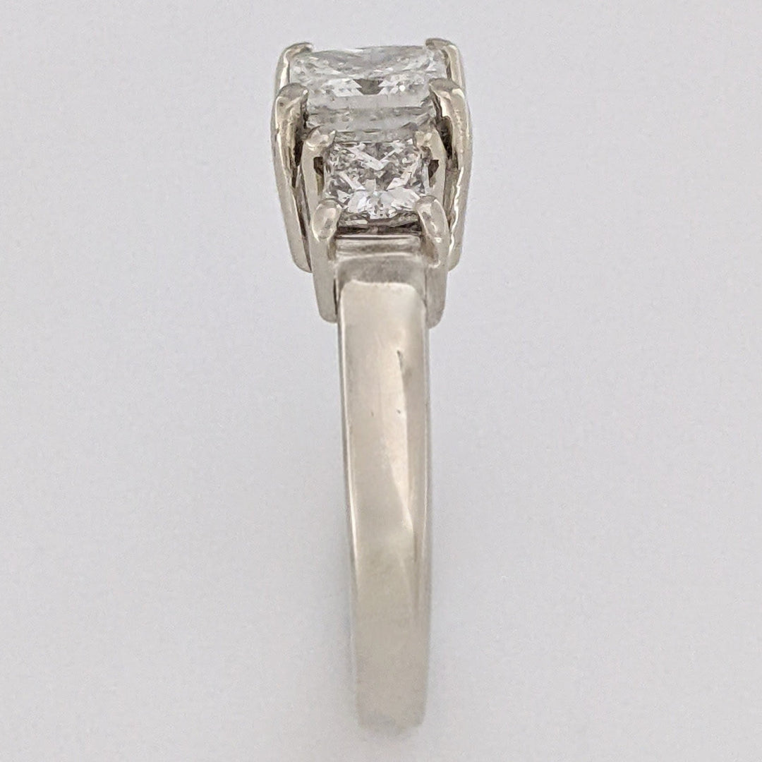 14K WHITE 1.37 CARAT TOTAL WEIGHT I1 I DIAMOND PRINCESS CUT (3) ESTATE TRINITY RING 5.5 GRAMS