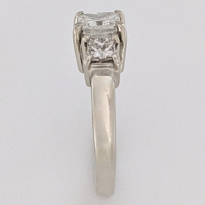 14K WHITE 1.37 CARAT TOTAL WEIGHT I1 I DIAMOND PRINCESS CUT (3) ESTATE TRINITY RING 5.5 GRAMS