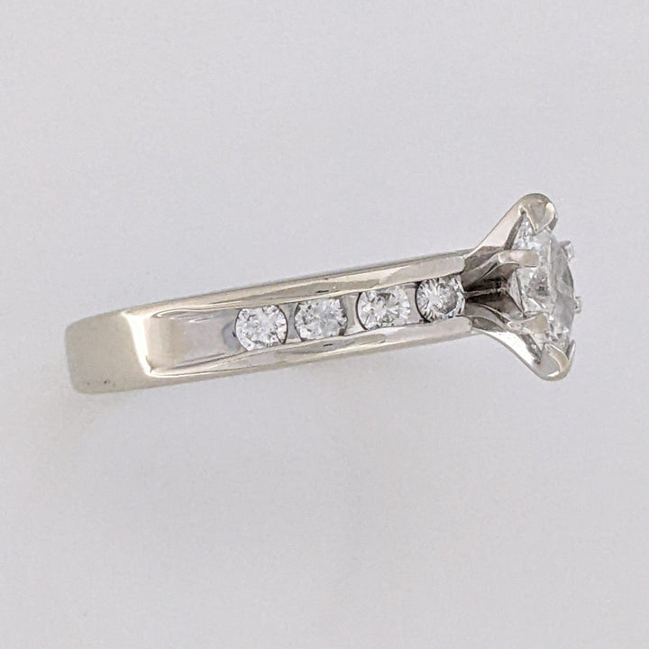 14K WHITE .77 CARAT TOTAL WEIGHT I1 H DIAMOND MARQUISE (1) ROUND (8) ESTATE RING 5.7 GRAMS