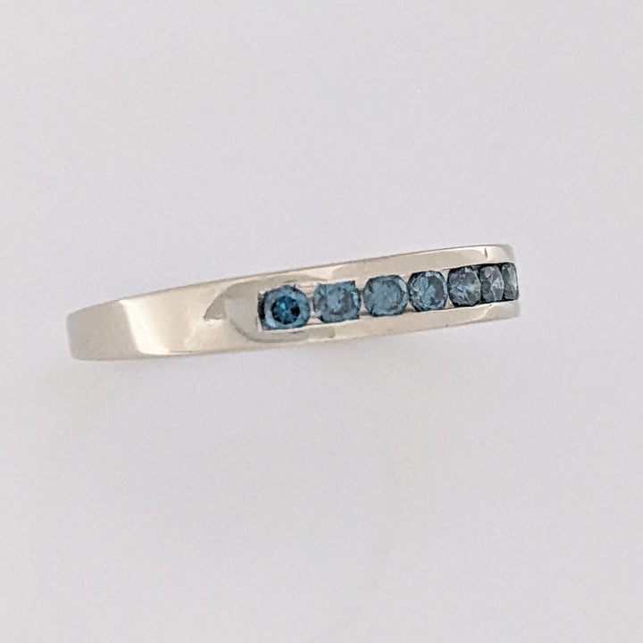 14K WHITE .30 CARAT TOTAL WEIGHT SI1 BLUE DIAMOND ROUND (10) ESTATE CHANNEL BAND 2.1 GRAMS