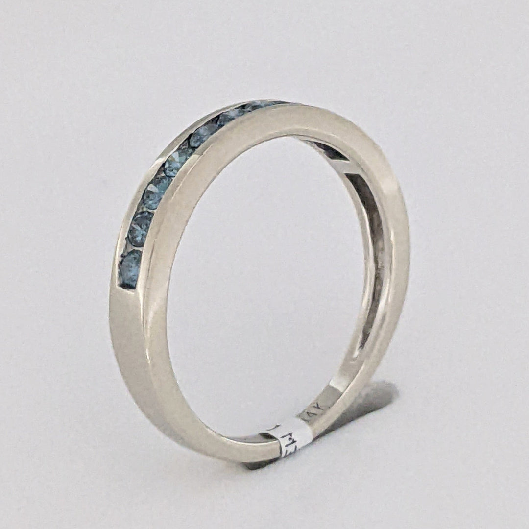 14K WHITE .30 CARAT TOTAL WEIGHT SI1 BLUE DIAMOND ROUND (10) ESTATE CHANNEL BAND 2.1 GRAMS