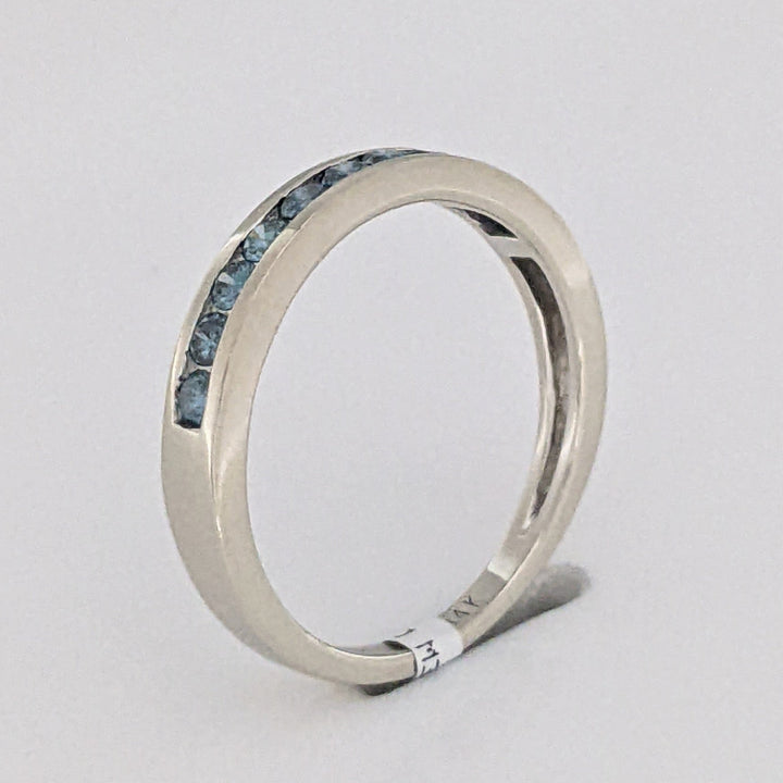 14K WHITE .30 CARAT TOTAL WEIGHT SI1 BLUE DIAMOND ROUND (10) ESTATE CHANNEL BAND 2.1 GRAMS