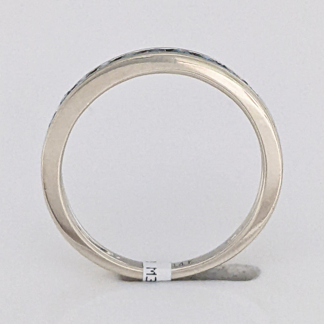 14K WHITE .30 CARAT TOTAL WEIGHT SI1 BLUE DIAMOND ROUND (10) ESTATE CHANNEL BAND 2.1 GRAMS