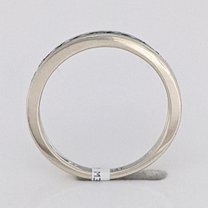 14K WHITE .30 CARAT TOTAL WEIGHT SI1 BLUE DIAMOND ROUND (10) ESTATE CHANNEL BAND 2.1 GRAMS