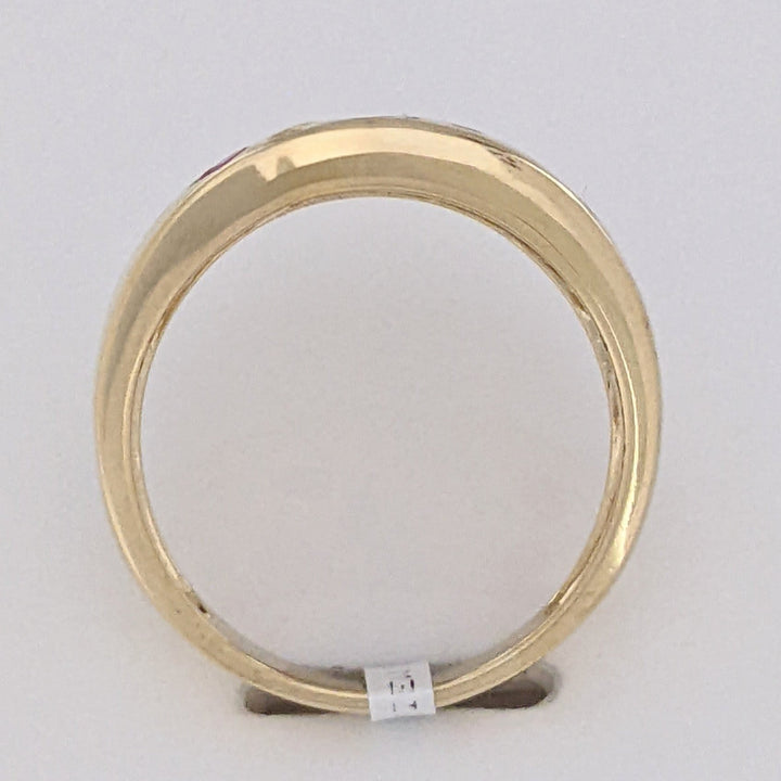 14K SAPPHIRE, RUBY, EMERALD WITH (6) MELEE FLUSH SET ESTATE BAND 4.9 GRAMS