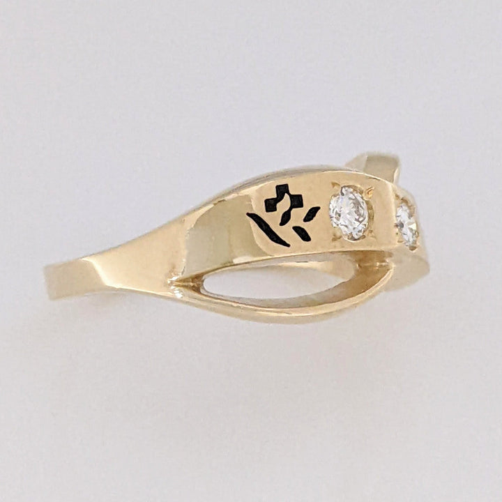 14K .21 CARAT TOTAL WEIGHT VS1 I DIAMOND ROUND (3) BLACK ENAMEL ESTATE RING 3.8 GRAMS