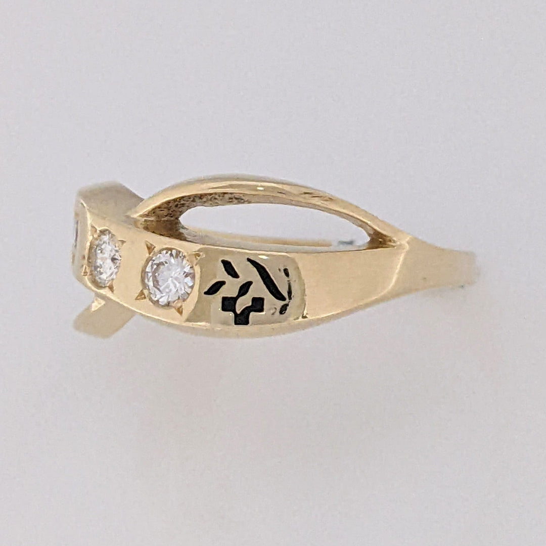 14K .21 CARAT TOTAL WEIGHT VS1 I DIAMOND ROUND (3) BLACK ENAMEL ESTATE RING 3.8 GRAMS
