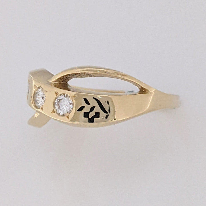 14K .21 CARAT TOTAL WEIGHT VS1 I DIAMOND ROUND (3) BLACK ENAMEL ESTATE RING 3.8 GRAMS
