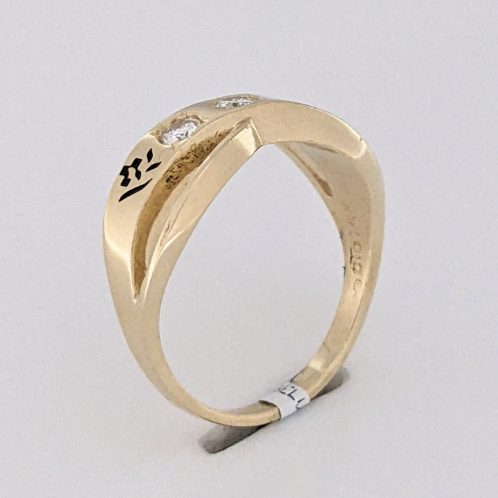 14K .21 CARAT TOTAL WEIGHT VS1 I DIAMOND ROUND (3) BLACK ENAMEL ESTATE RING 3.8 GRAMS
