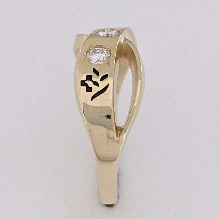 14K .21 CARAT TOTAL WEIGHT VS1 I DIAMOND ROUND (3) BLACK ENAMEL ESTATE RING 3.8 GRAMS