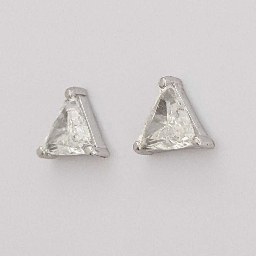 14K WHITE 3.00 CARAT TOTAL WEIGHT SI1 F DIAMOND TRILLION CUT ESTATE STUD EARRINGS 1.6 GRAMS