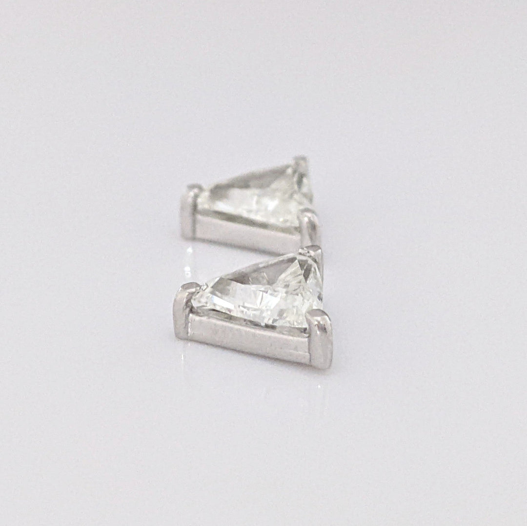 14K WHITE 3.00 CARAT TOTAL WEIGHT SI1 F DIAMOND TRILLION CUT ESTATE STUD EARRINGS 1.6 GRAMS