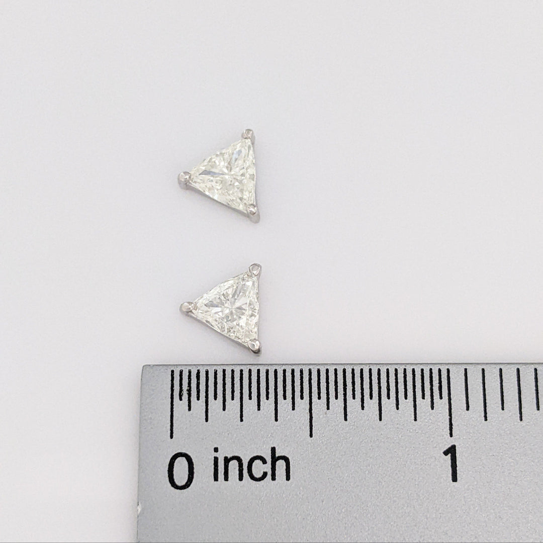 14K WHITE 3.00 CARAT TOTAL WEIGHT SI1 F DIAMOND TRILLION CUT ESTATE STUD EARRINGS 1.6 GRAMS