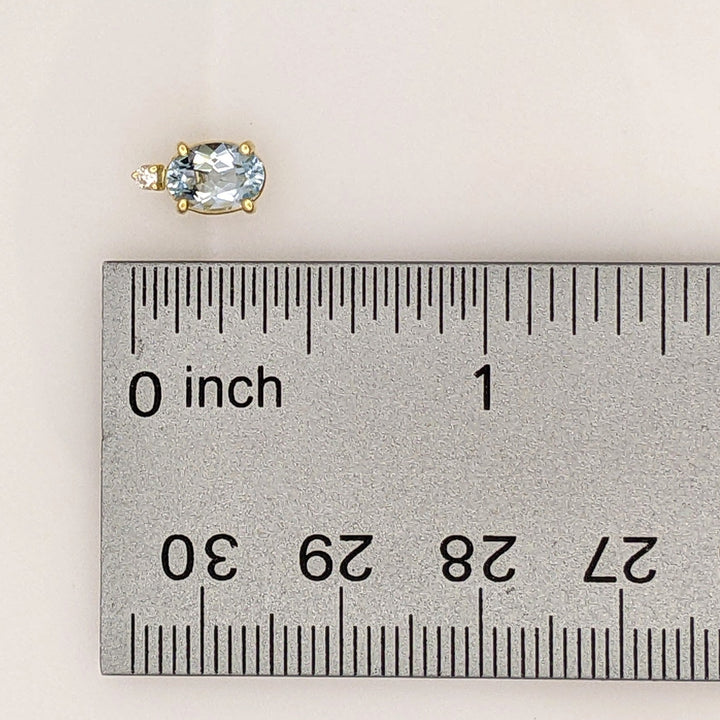 14K AQUAMARINE OVAL 5X7 WITH MELEE ESTATE EARRINGS 1.3 GRAMS