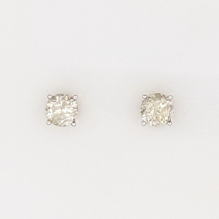 14K WHITE .78 CARAT TOTAL WEIGHT I3 H DIAMOND ROUND (2) ESTATE STUD EARRINGS 0.8 GRAMS