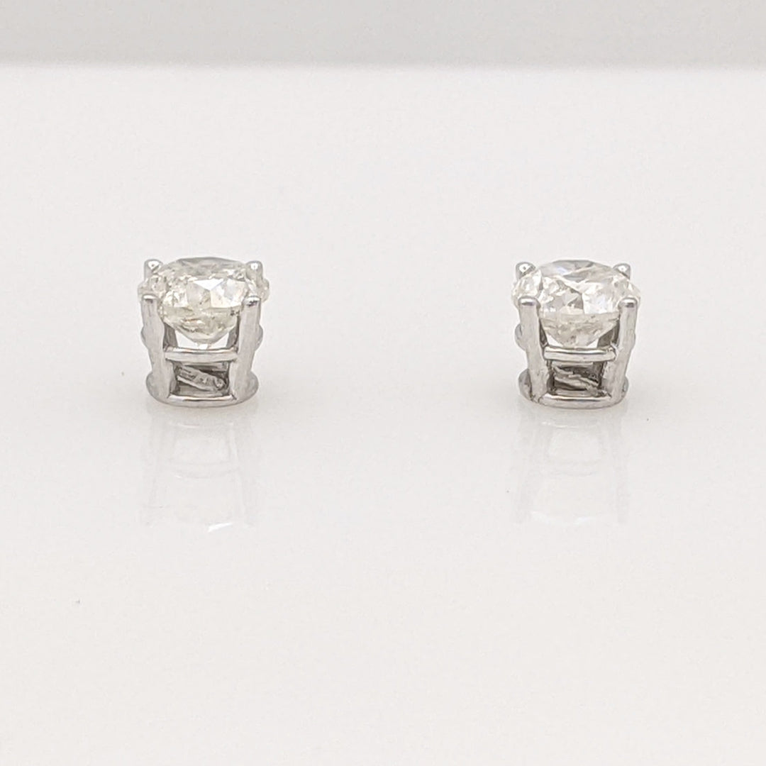 14K WHITE .78 CARAT TOTAL WEIGHT I3 H DIAMOND ROUND (2) ESTATE STUD EARRINGS 0.8 GRAMS