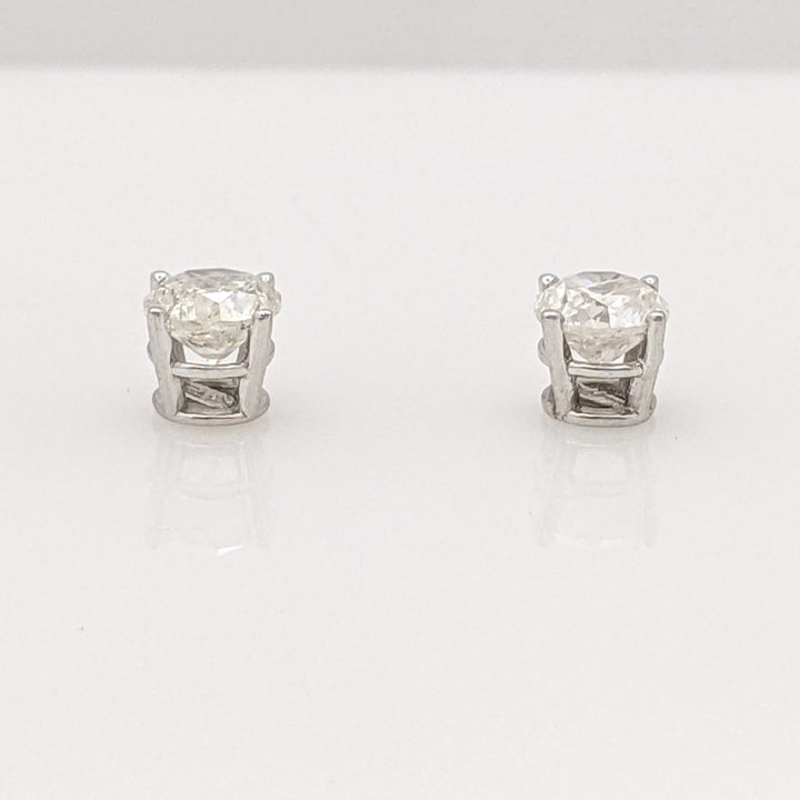 14K WHITE .78 CARAT TOTAL WEIGHT I3 H DIAMOND ROUND (2) ESTATE STUD EARRINGS 0.8 GRAMS