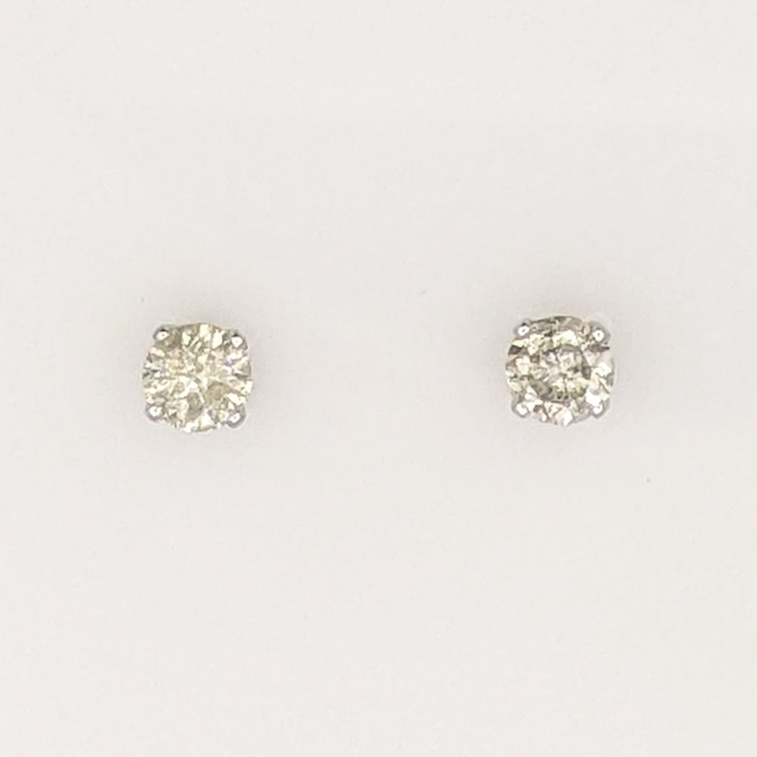 10K WHITE .46 CARAT TOTAL WEIGHT I2 I DIAMOND ROUND (2) ESTATE STUD EARRINGS 0.4 GRAMS