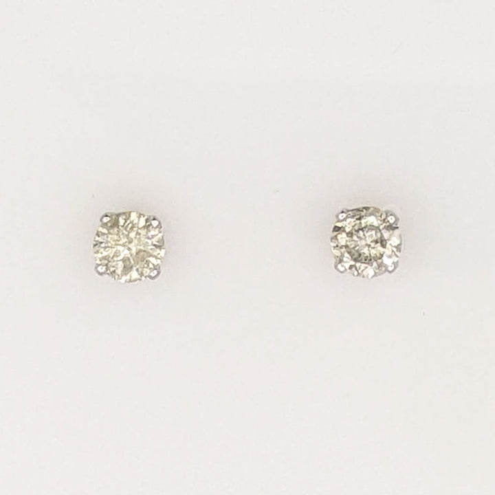 10K WHITE .46 CARAT TOTAL WEIGHT I2 I DIAMOND ROUND (2) ESTATE STUD EARRINGS 0.4 GRAMS