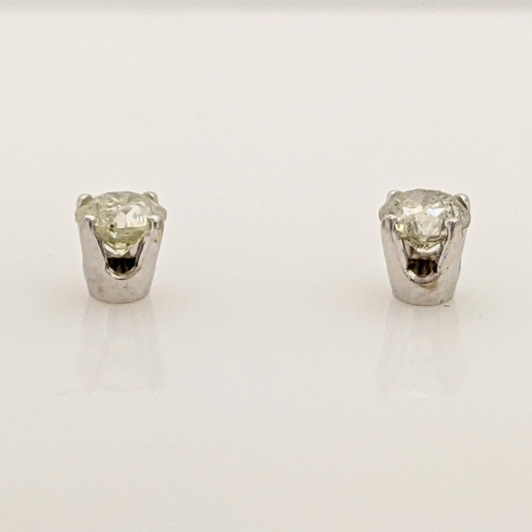 10K WHITE .46 CARAT TOTAL WEIGHT I2 I DIAMOND ROUND (2) ESTATE STUD EARRINGS 0.4 GRAMS