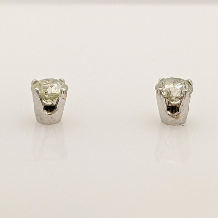 10K WHITE .46 CARAT TOTAL WEIGHT I2 I DIAMOND ROUND (2) ESTATE STUD EARRINGS 0.4 GRAMS