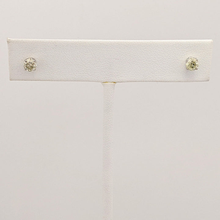 10K WHITE .46 CARAT TOTAL WEIGHT I2 I DIAMOND ROUND (2) ESTATE STUD EARRINGS 0.4 GRAMS