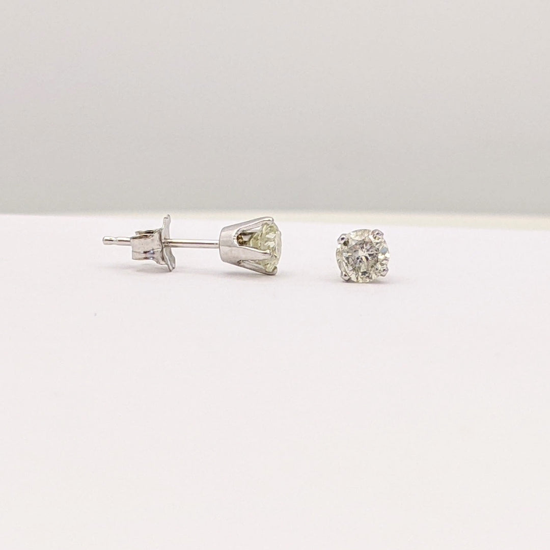 10K WHITE .46 CARAT TOTAL WEIGHT I2 I DIAMOND ROUND (2) ESTATE STUD EARRINGS 0.4 GRAMS