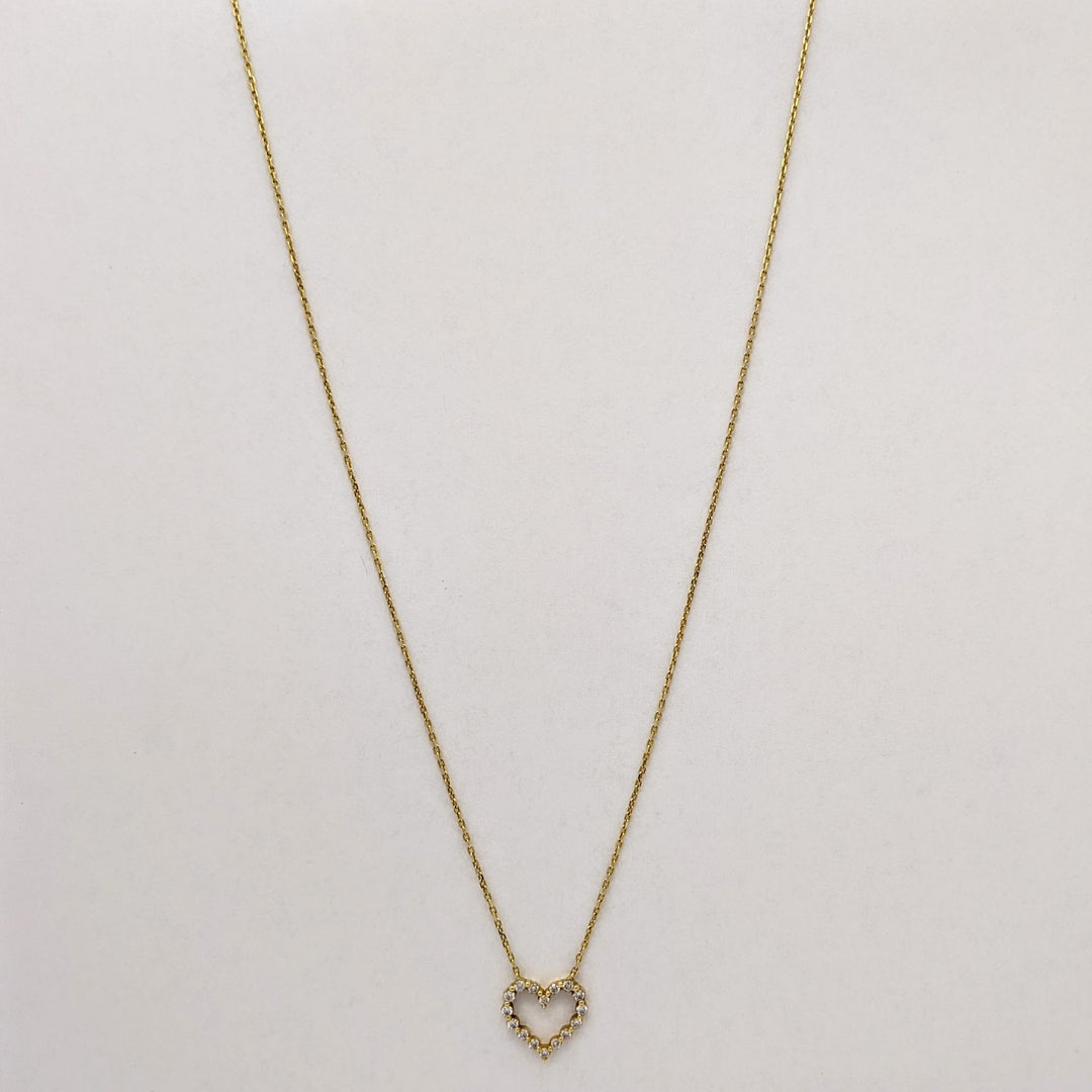 14K .32 CARAT TOTAL WEIGHT SI2 I DIAMOND ROUND (16) ESTATE HEART NECKLACE 2.3 GRAMS