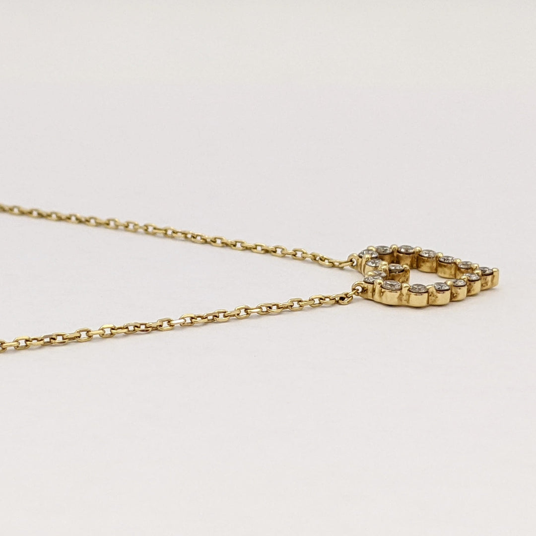 14K .32 CARAT TOTAL WEIGHT SI2 I DIAMOND ROUND (16) ESTATE HEART NECKLACE 2.3 GRAMS