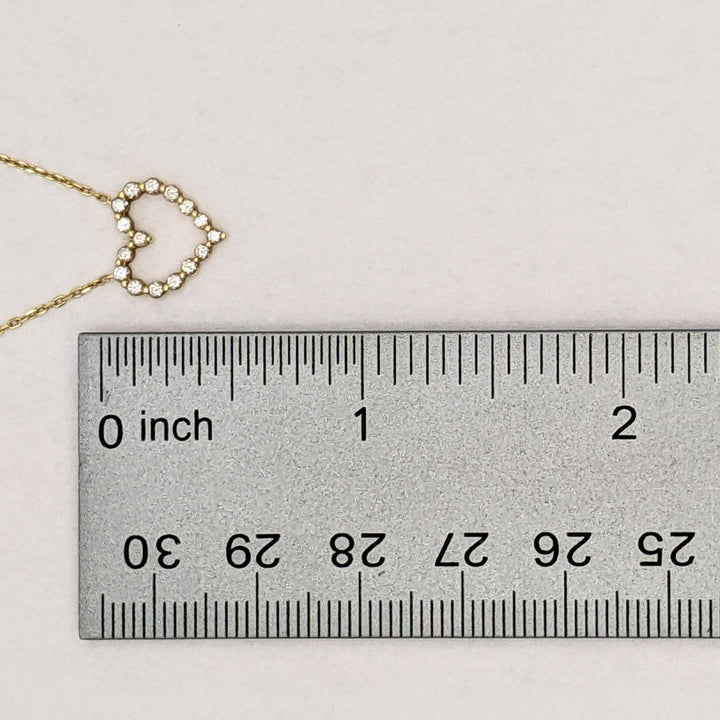 14K .32 CARAT TOTAL WEIGHT SI2 I DIAMOND ROUND (16) ESTATE HEART NECKLACE 2.3 GRAMS