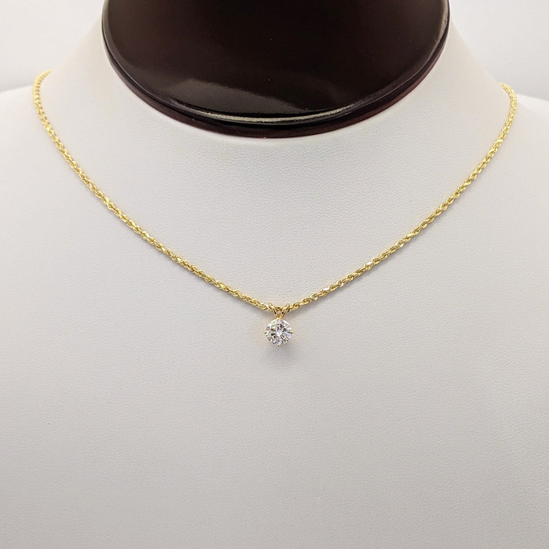 14K .65 CARAT TOTAL SI2 L DIAMOND ROUND ESTATE PENDANT & CHAIN 4.6 GRAMS