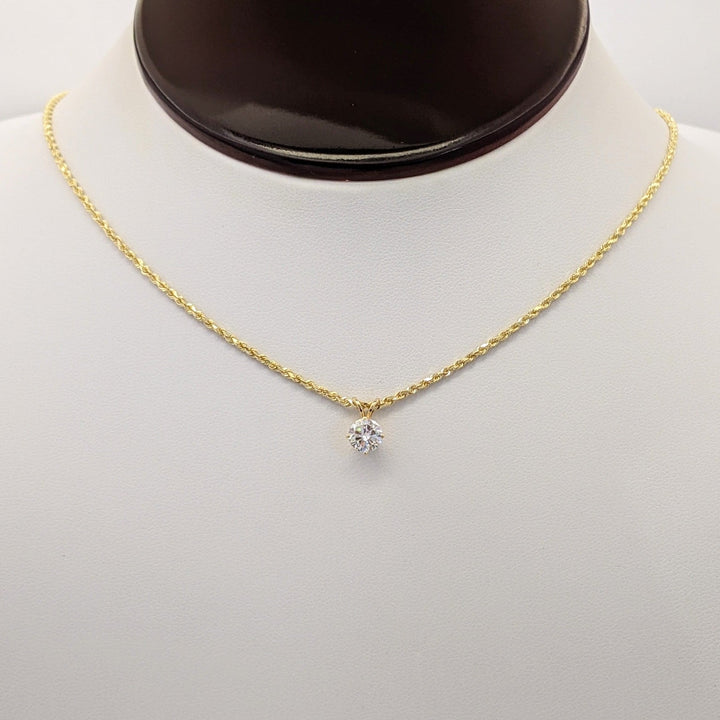 14K .65 CARAT TOTAL SI2 L DIAMOND ROUND ESTATE PENDANT & CHAIN 4.6 GRAMS