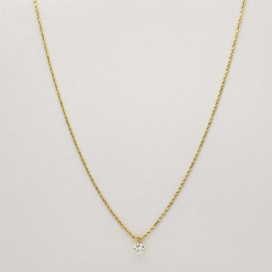 14K .65 CARAT TOTAL SI2 L DIAMOND ROUND ESTATE PENDANT & CHAIN 4.6 GRAMS