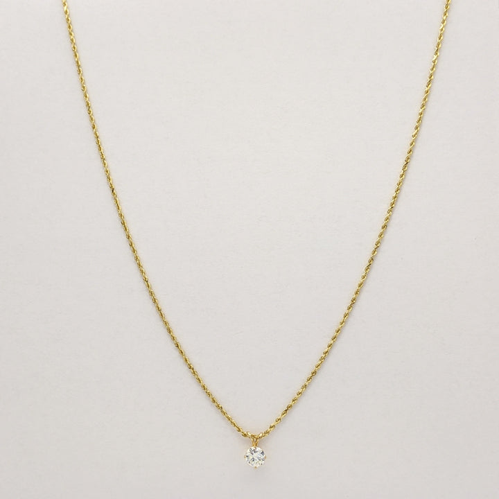 14K .65 CARAT TOTAL SI2 L DIAMOND ROUND ESTATE PENDANT & CHAIN 4.6 GRAMS
