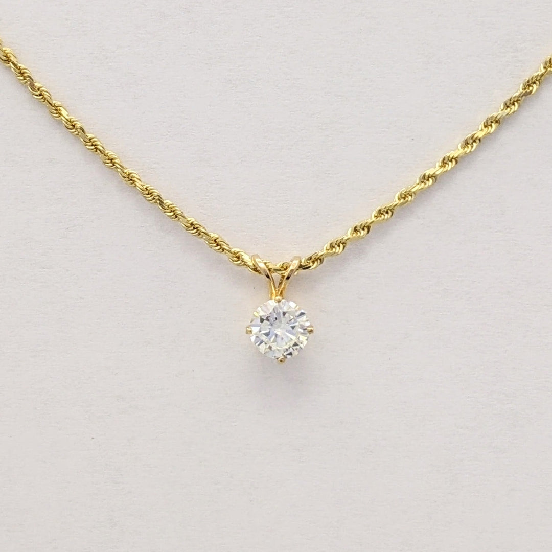 14K .65 CARAT TOTAL SI2 L DIAMOND ROUND ESTATE PENDANT & CHAIN 4.6 GRAMS