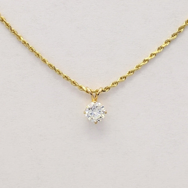 14K .65 CARAT TOTAL SI2 L DIAMOND ROUND ESTATE PENDANT & CHAIN 4.6 GRAMS