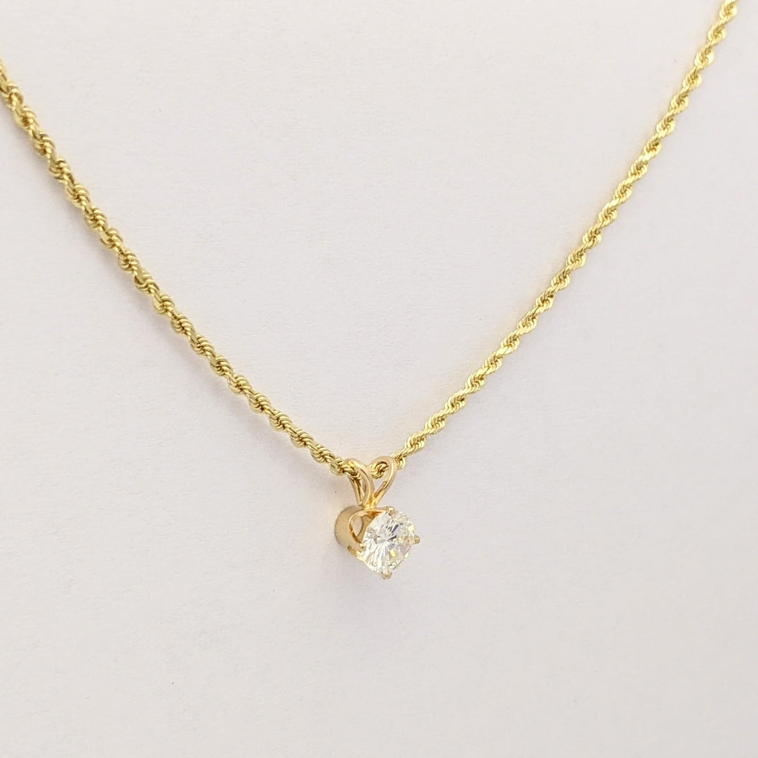14K .65 CARAT TOTAL SI2 L DIAMOND ROUND ESTATE PENDANT & CHAIN 4.6 GRAMS