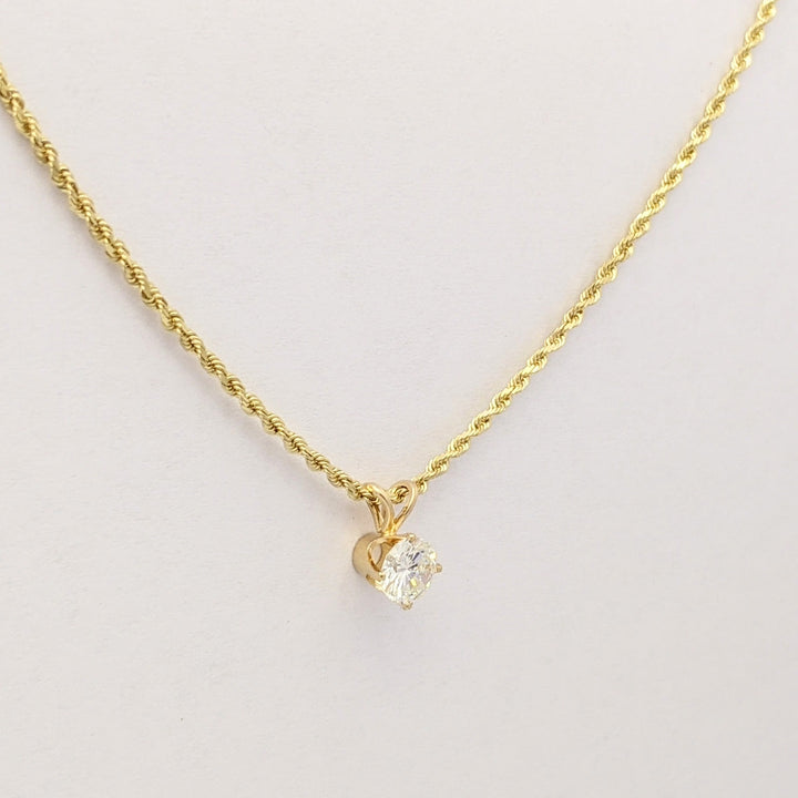 14K .65 CARAT TOTAL SI2 L DIAMOND ROUND ESTATE PENDANT & CHAIN 4.6 GRAMS