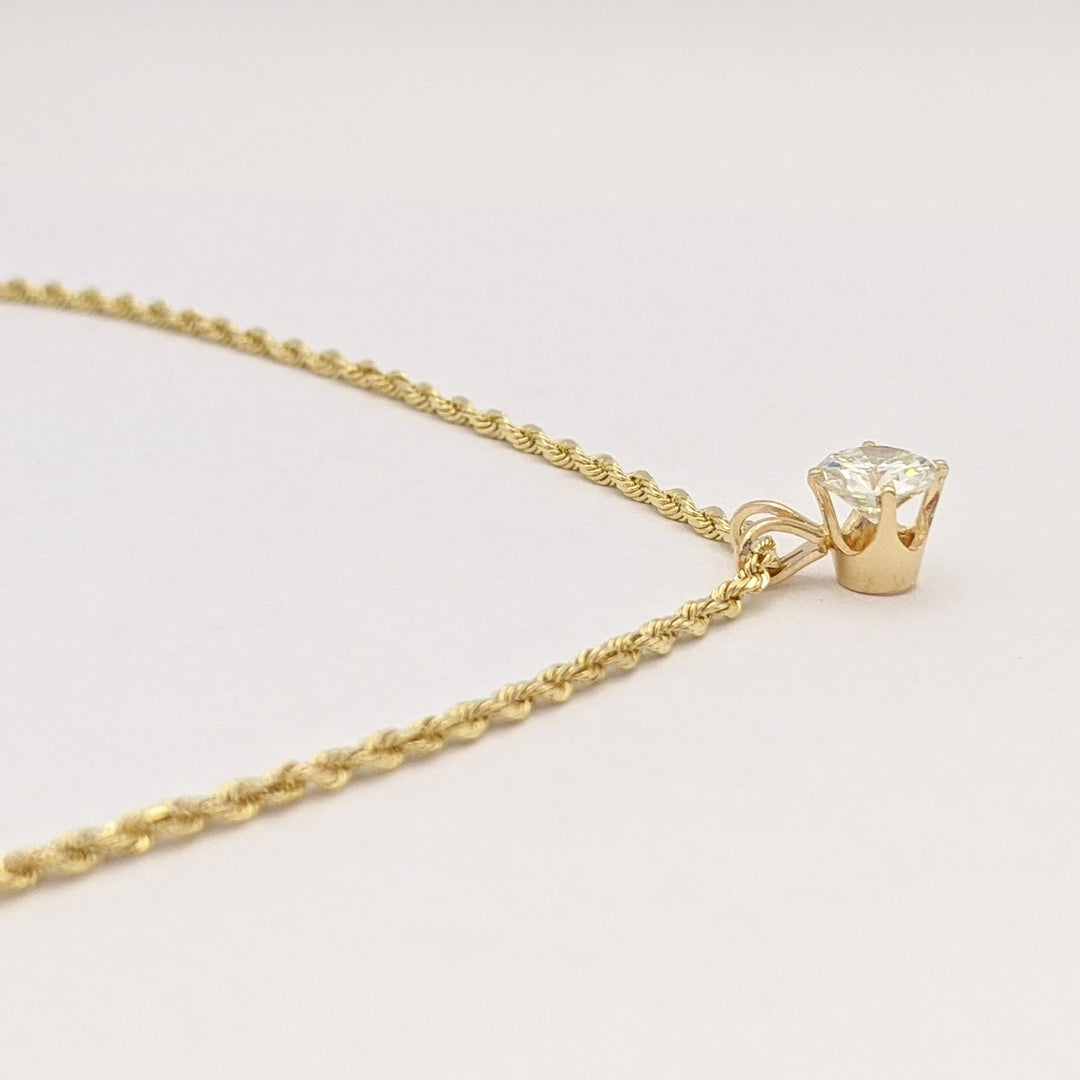 14K .65 CARAT TOTAL SI2 L DIAMOND ROUND ESTATE PENDANT & CHAIN 4.6 GRAMS