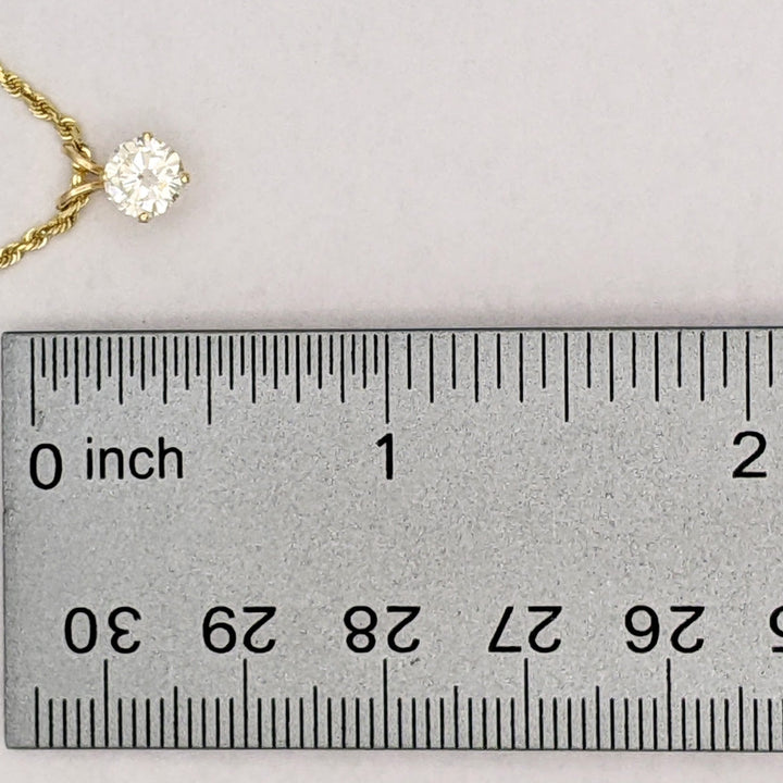 14K .65 CARAT TOTAL SI2 L DIAMOND ROUND ESTATE PENDANT & CHAIN 4.6 GRAMS