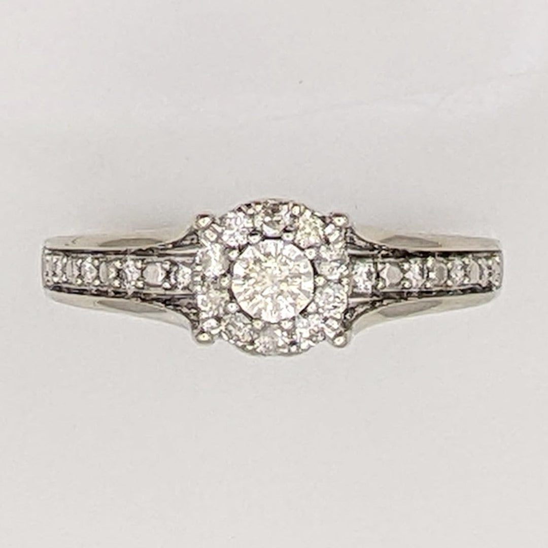 10K WHITE .23 CARAT TOTAL WEIGHT I1 H DIAMOND ROUND (19) ESTATE RING 2.5 GRAMS