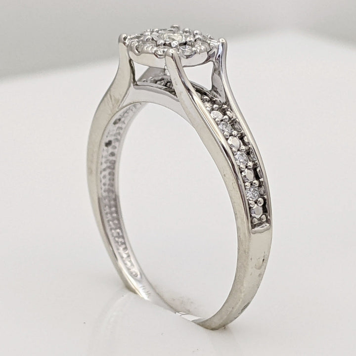 10K WHITE .23 CARAT TOTAL WEIGHT I1 H DIAMOND ROUND (19) ESTATE RING 2.5 GRAMS