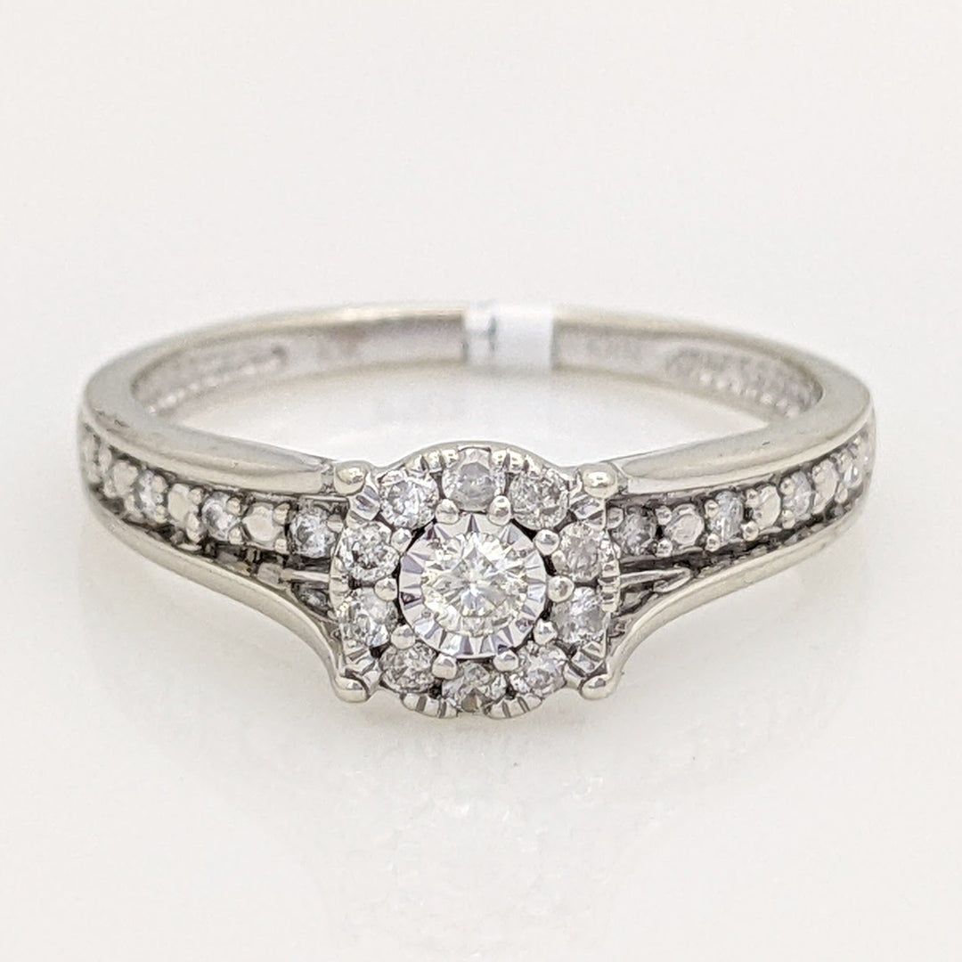 10K WHITE .23 CARAT TOTAL WEIGHT I1 H DIAMOND ROUND (19) ESTATE RING 2.5 GRAMS