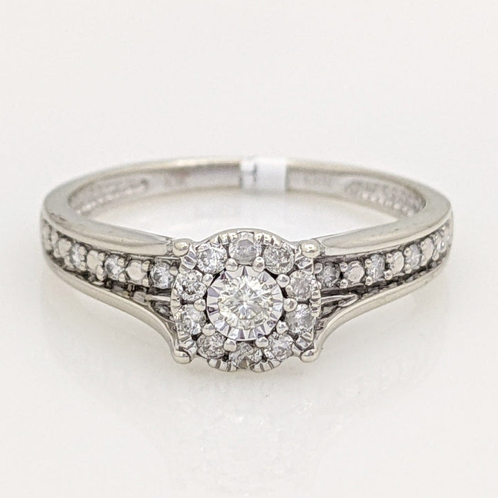 10K WHITE .23 CARAT TOTAL WEIGHT I1 H DIAMOND ROUND (19) ESTATE RING 2.5 GRAMS
